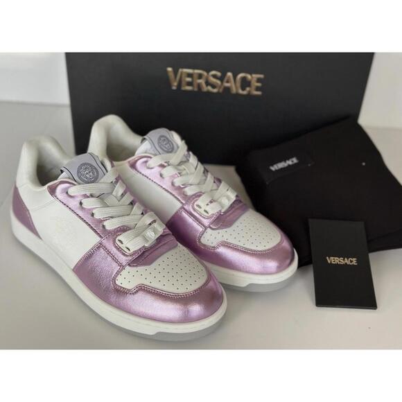 Versace Shoes - BNWT Versace Women’s Medusa Rose/White Leather Sneakers Size 39 US 9 $700